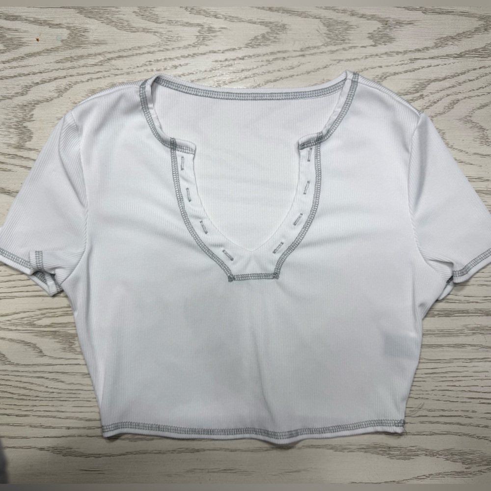 Women's White V-Neck Top